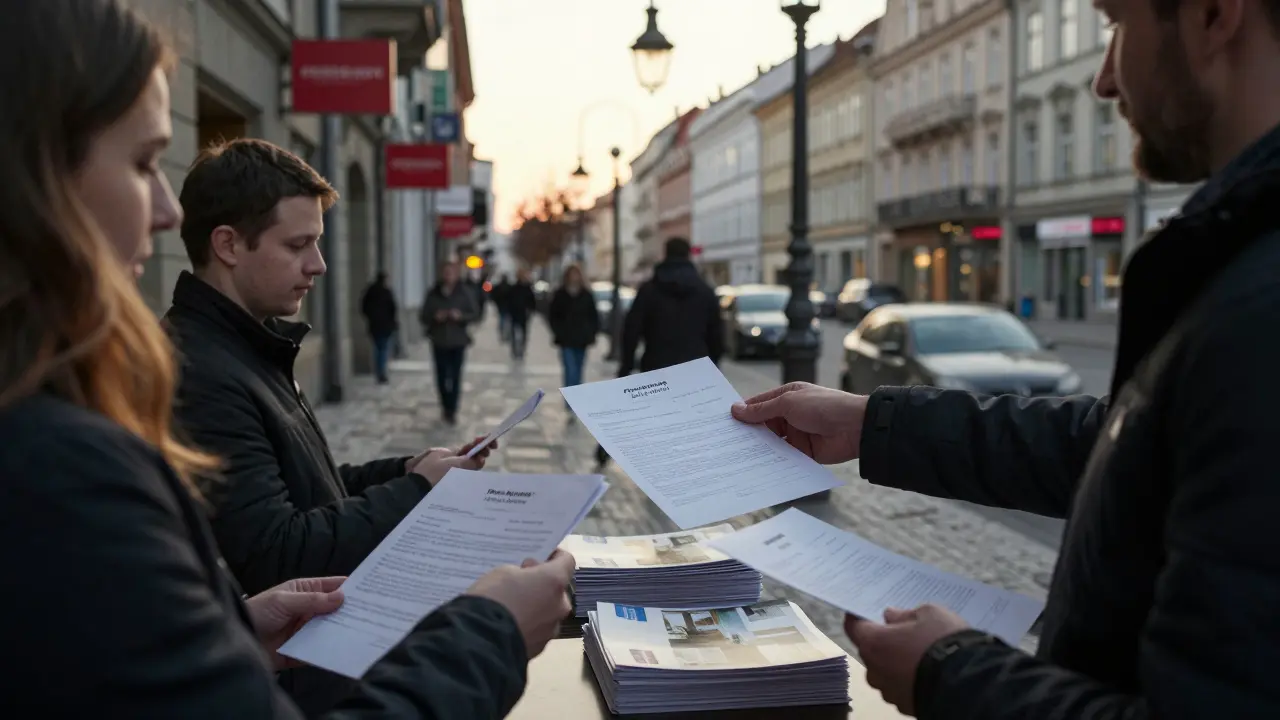 Kupující předávají nabídku na nemovitost v Praze s předběžným schválením hypotéky.