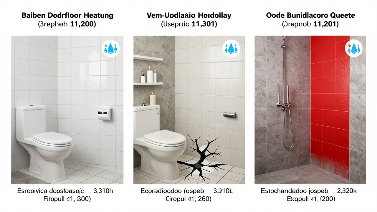 Srovnávací tabulka tří nabídek na rekonstrukci koupelny s vyznačenými skrytými náklady a kvalitou materiálů.