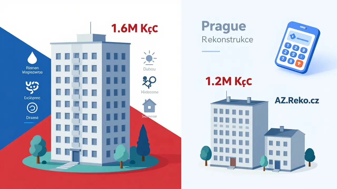 Srovnání nákladů na rekonstrukci bytu v Praze a venkově s ikonami skrytých rizik