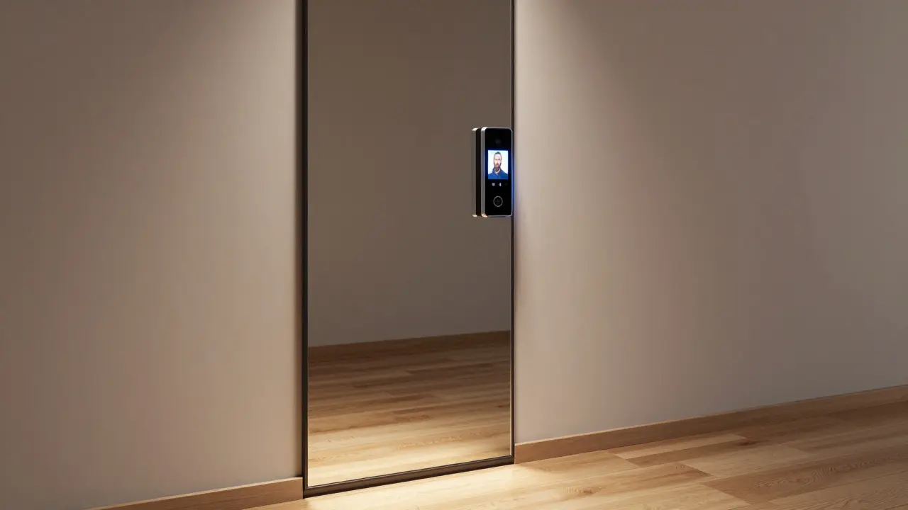Smart doorbell embedded in a mirror that transforms into a display when someone rings.