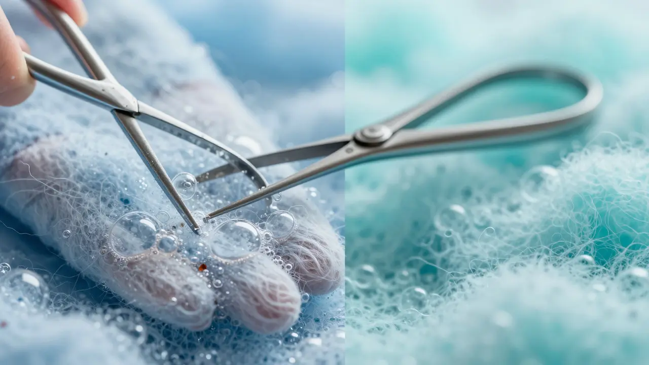 Konceptuální zobrazení jemného praní tkanin s bublinkami tekutého detergentu.