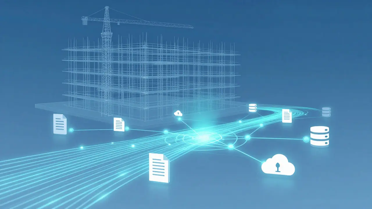 Abstraktní vizualizace digitální infrastruktury pro online kontrolu staveb