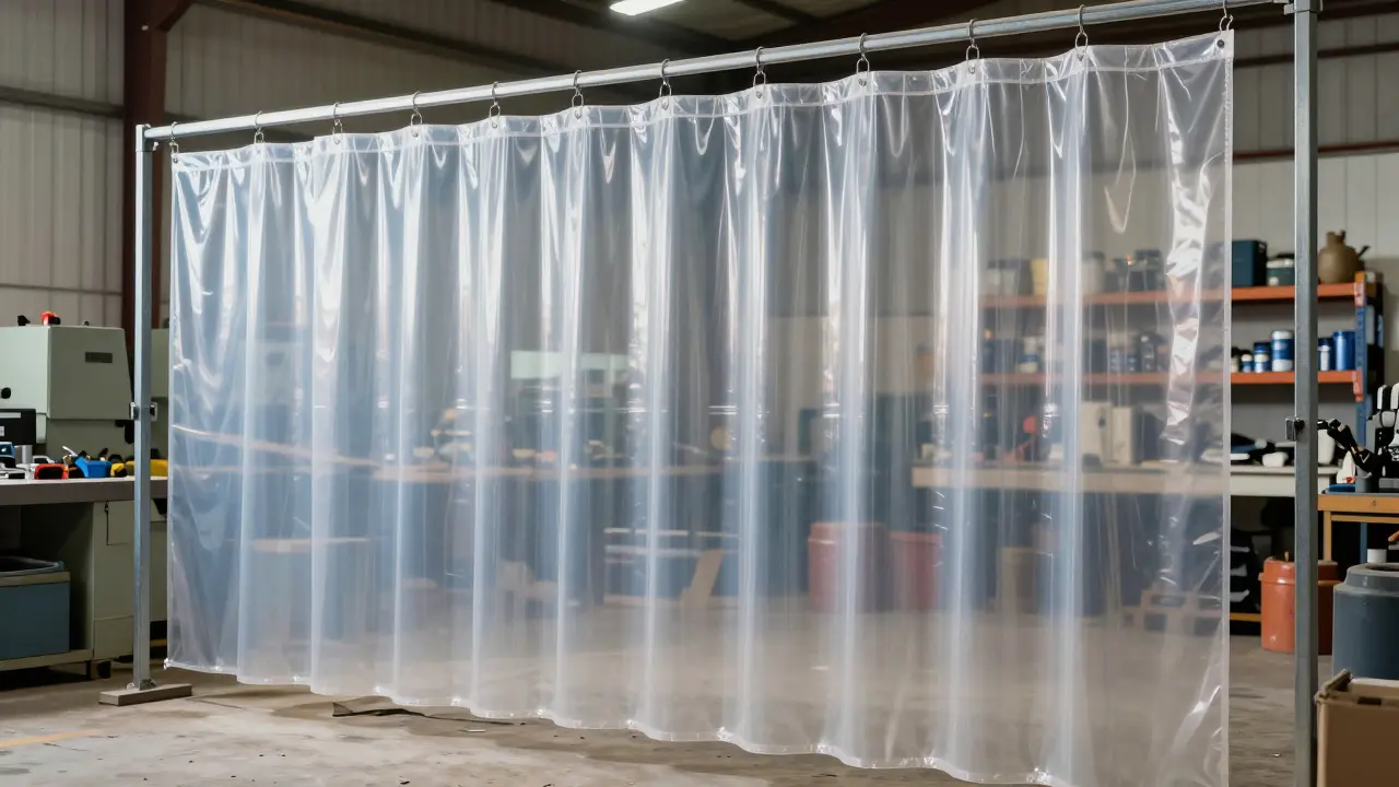 PVC plachty oddělující prostory v průmyslové dílně nebo garáži