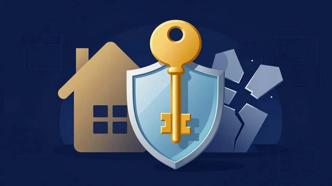 Illustration of a key and shield symbolizing secure payment escrow
